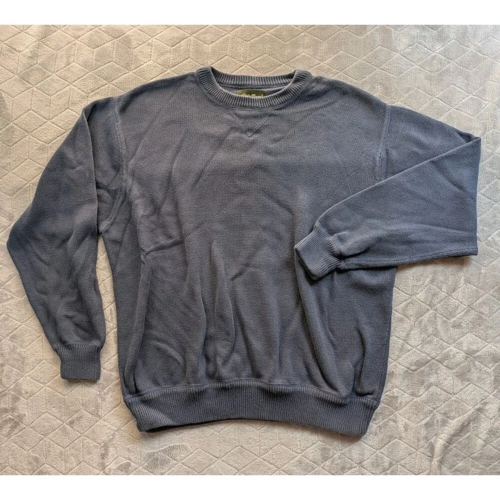 Vintage Eddie Bauer Sweater Men's Extra Large Blue Cotton Knit Crew Neck Outdoor